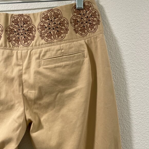 ELEVENSES (ANTHROPOLGIE) Embroidered/Beaded Pants, Tan - 8 - Picture 7 of 9